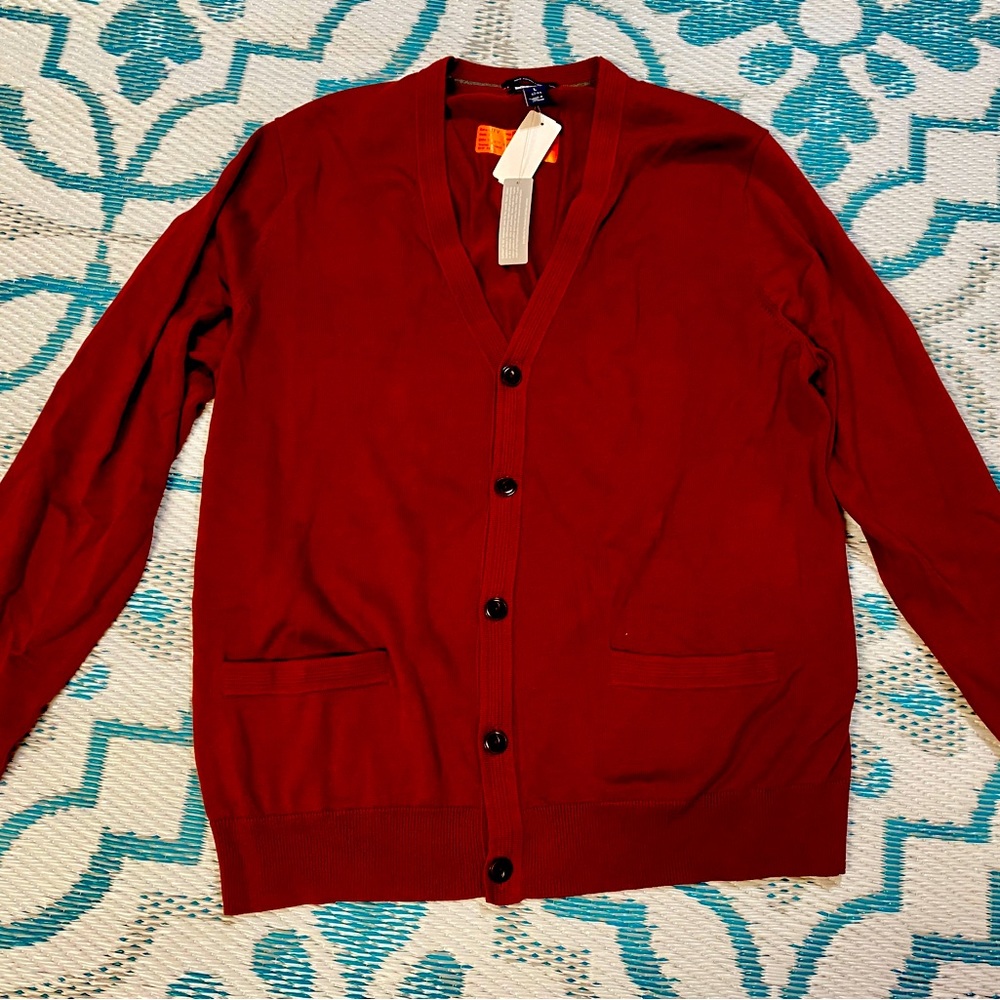 Men’s Red Cardigan LandsEnd